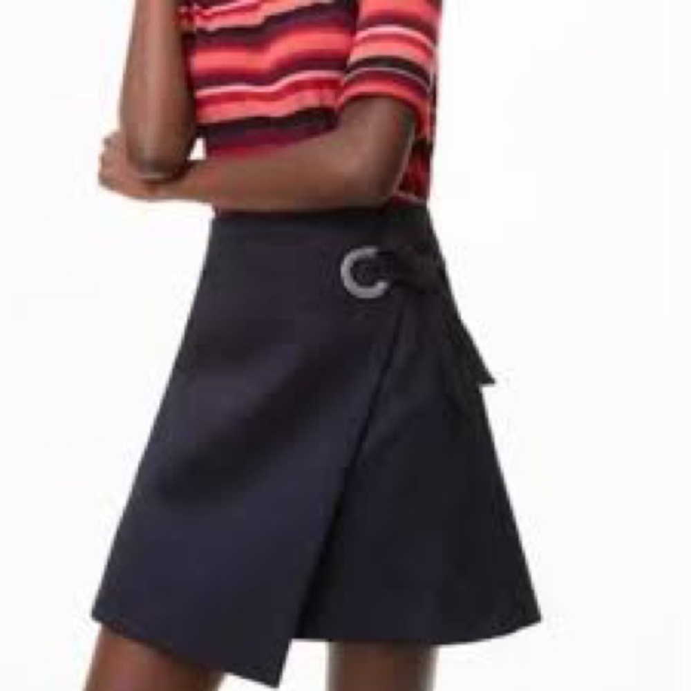 Loft Faux Suede Wrap Skirt with Grommet Size 8